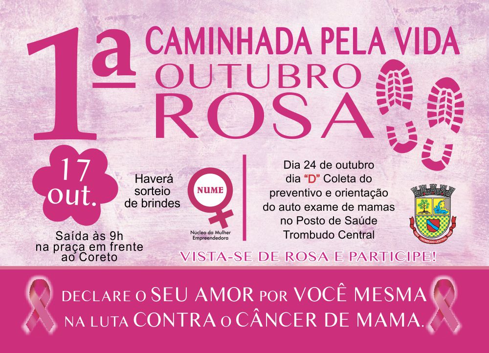 Núcleo da Mulher Empreendedora de Trombudo Central organiza a 1ª Caminhada pela Vida Outubro Rosa