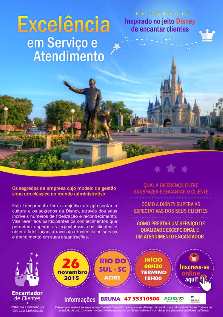 Rio-sulenses levarão a excelência em serviço e atendimento da Disney para suas empresas