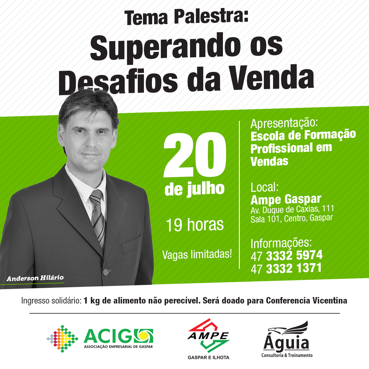Treinamento de equipe como fator decisivo em vendas será tema de palestra em Gaspar