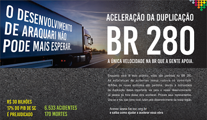 Facisc e ACIs da regional Norte lançam campanha para duplicação da BR 280