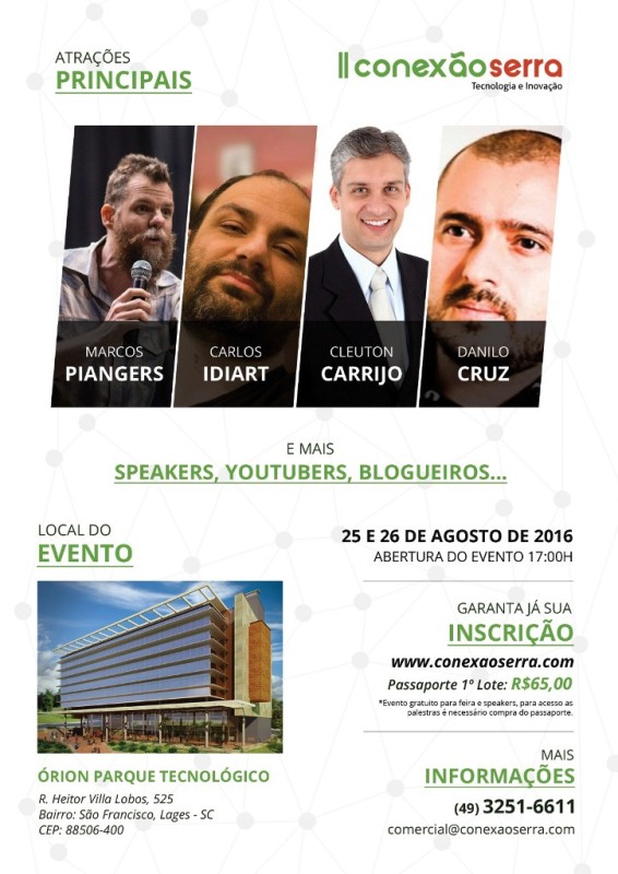 Marcos Piangers e diversas outras atrações fazem parte do II Conexão Serra em Lages