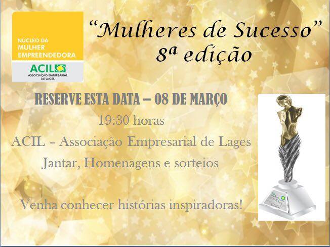 ACIL Lages realiza Prêmio Mulheres de Sucesso no Dia 8 de Março