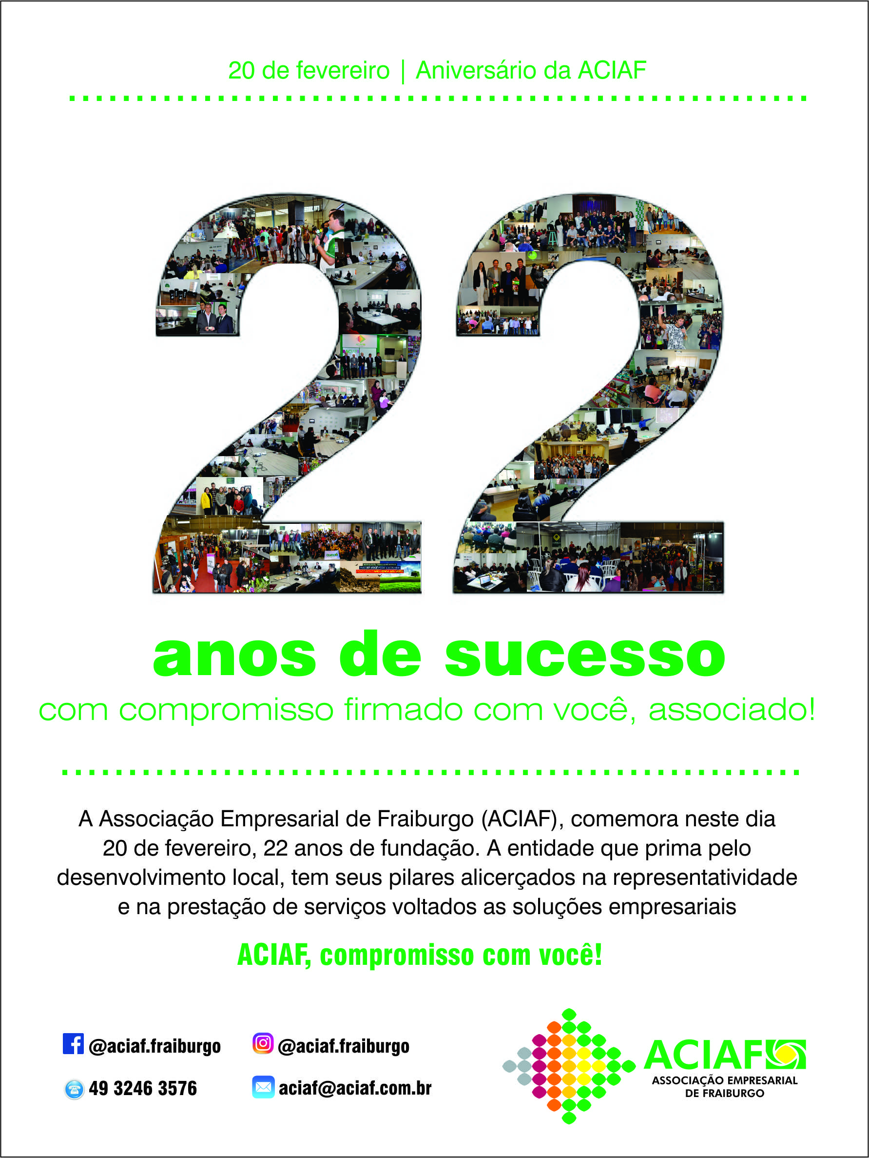 Aciaf de Fraiburgo completa 22 anos