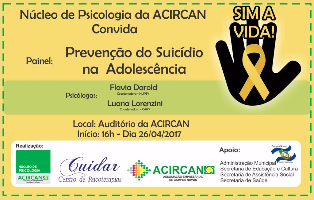 Núcleo de Psicologia da ACI de Campos Novos promove Painel sobre Prevenção do Suicídio na Adolescência