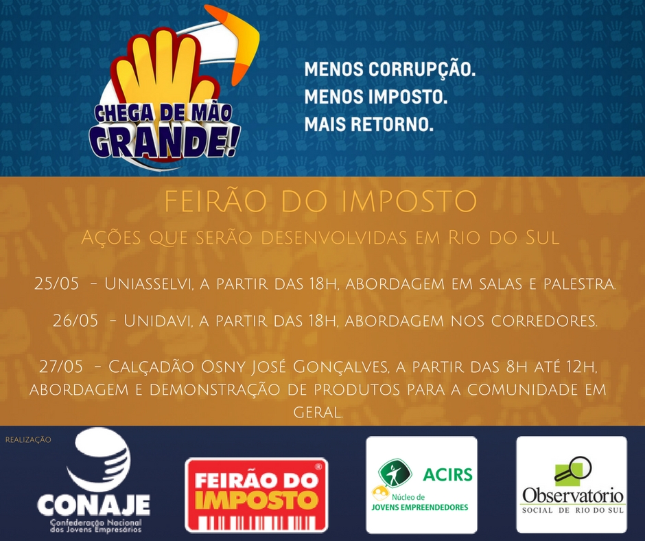 Feirão do Imposto 2017 da ACI Rio do Sul é neste sábado