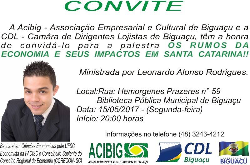 Economista da Facisc profere palestra na ACI de Biguaçu Economista da Facisc profere palestra na ACI de Biguaçu