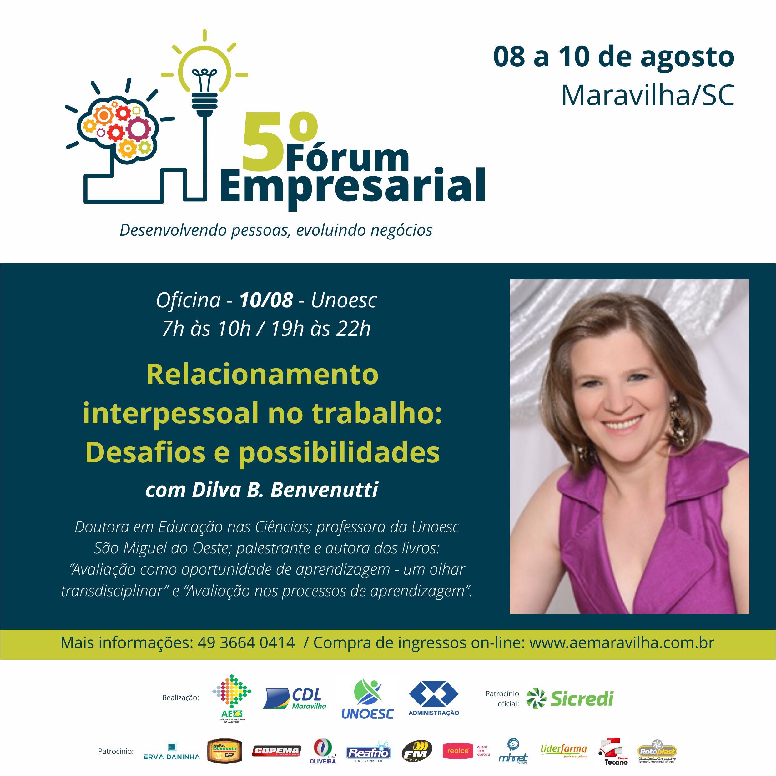 Fórum Empresarial da ACI Maravilha promove oficina sobre Relacionamento interpessoal no trabalho Fórum Empresarial da ACI Maravilha promove oficina sobre Relacionamento interpessoal no trabalho