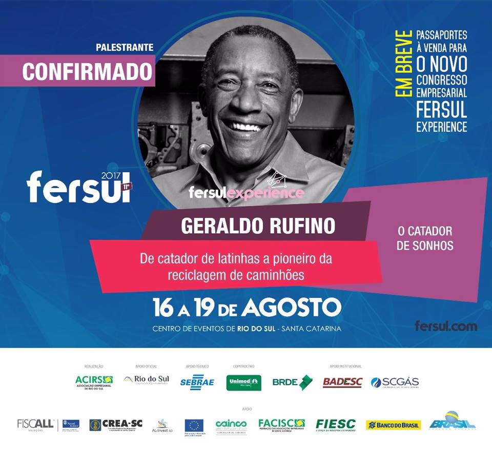 FERSUL 2017 trará Geraldo Rufino a Rio do Sul