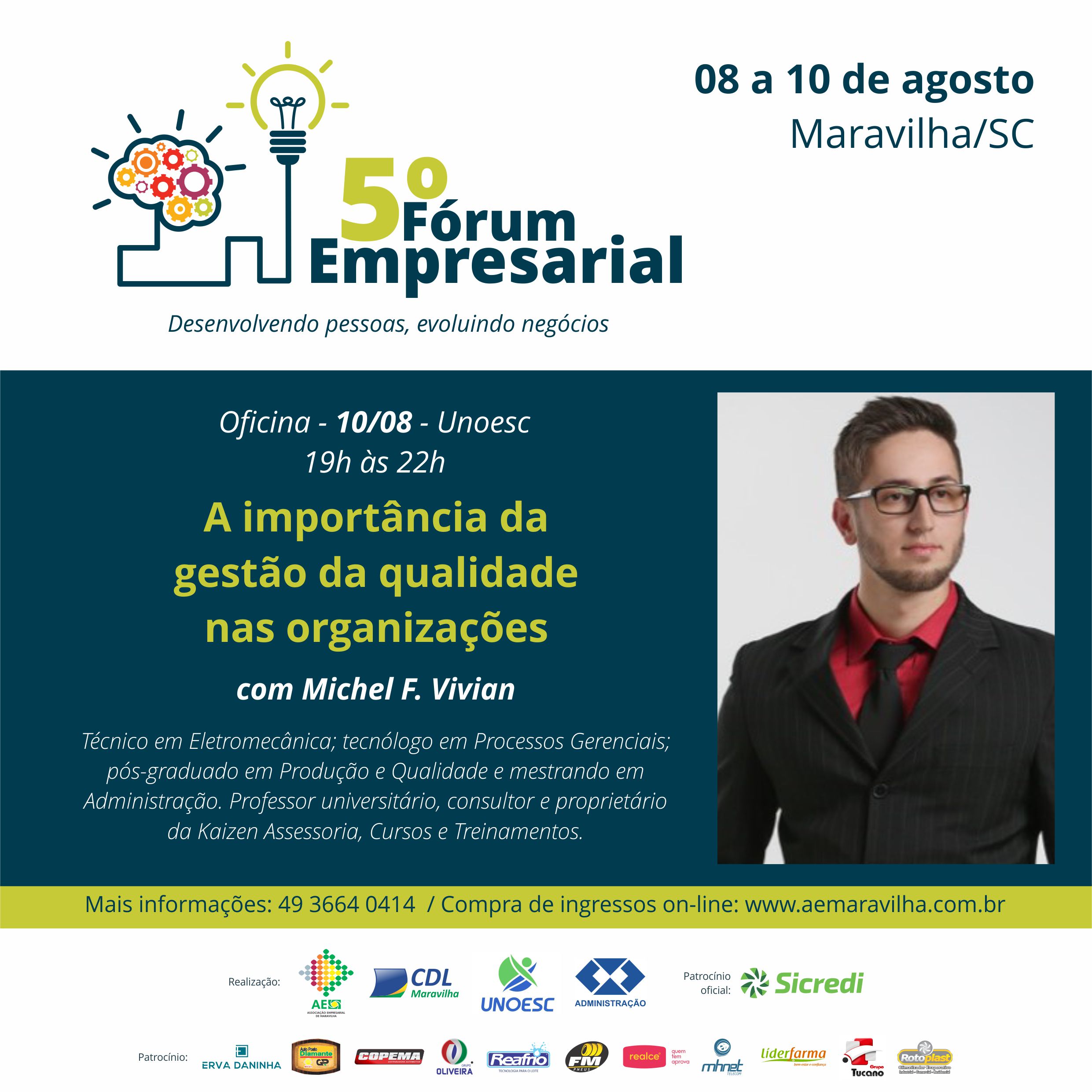 5º Fórum Empresarial: Saiba mais sobre a oficina “A importância da gestão da qualidade nas organizações”