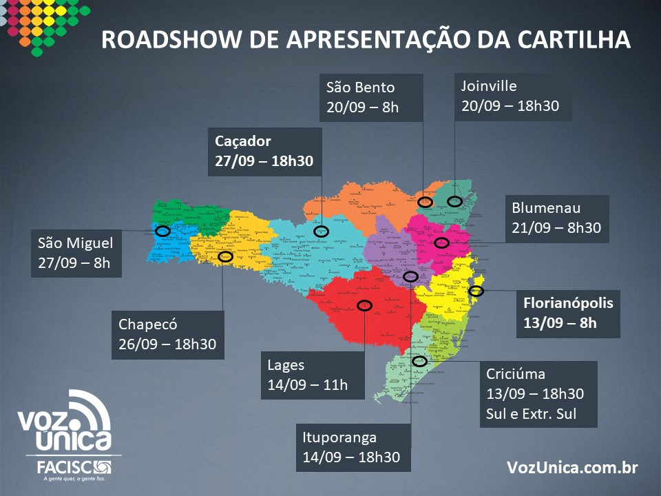 FACISC fará Roadshow para entrega de cartilha VOZ ÚNICA a candidatos no Estado FACISC fará Roadshow para entrega de cartilha VOZ ÚNICA a candidatos no Estado