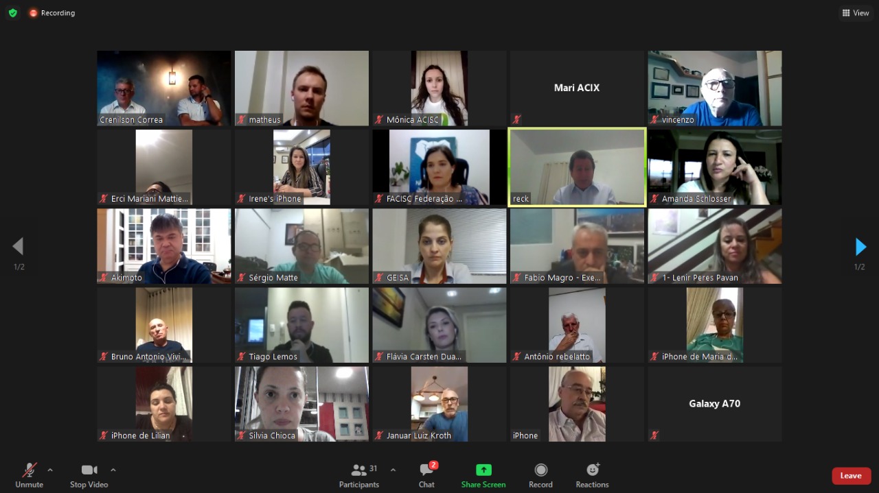 Regional Oeste reuniu presidentes de ACIs em plenária virtual