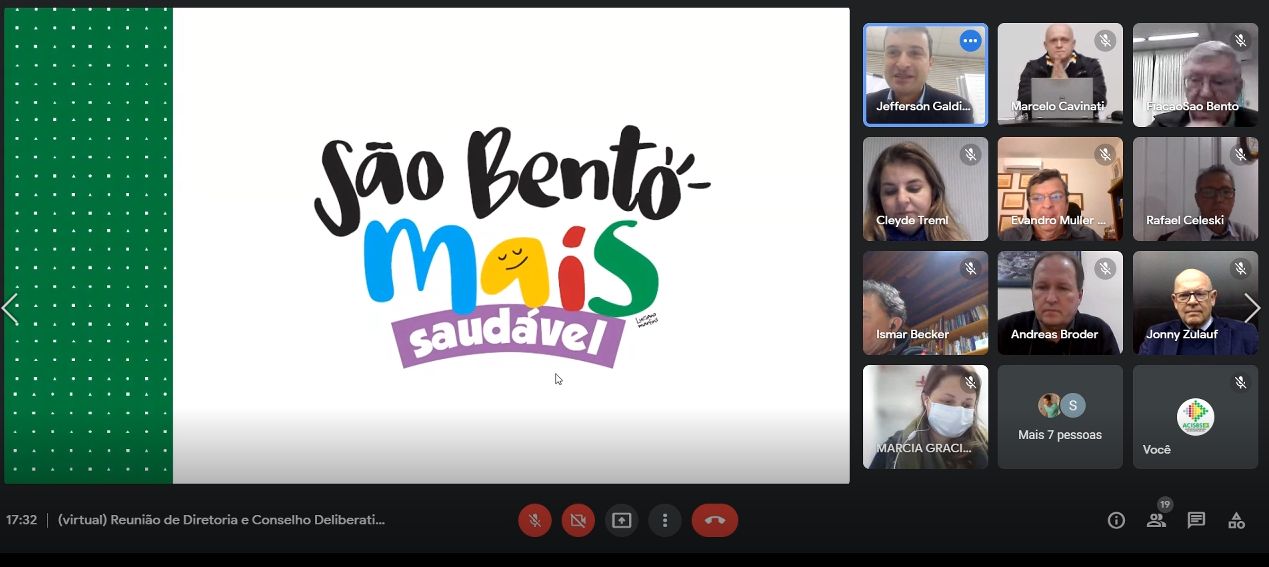 Em reunião extraordinária, diretoria Acisbs aborda São Bento Mais Saudável e protocolos da Covid-19 Em reunião extraordinária, diretoria Acisbs aborda São Bento Mais Saudável e protocolos da Covid-19
