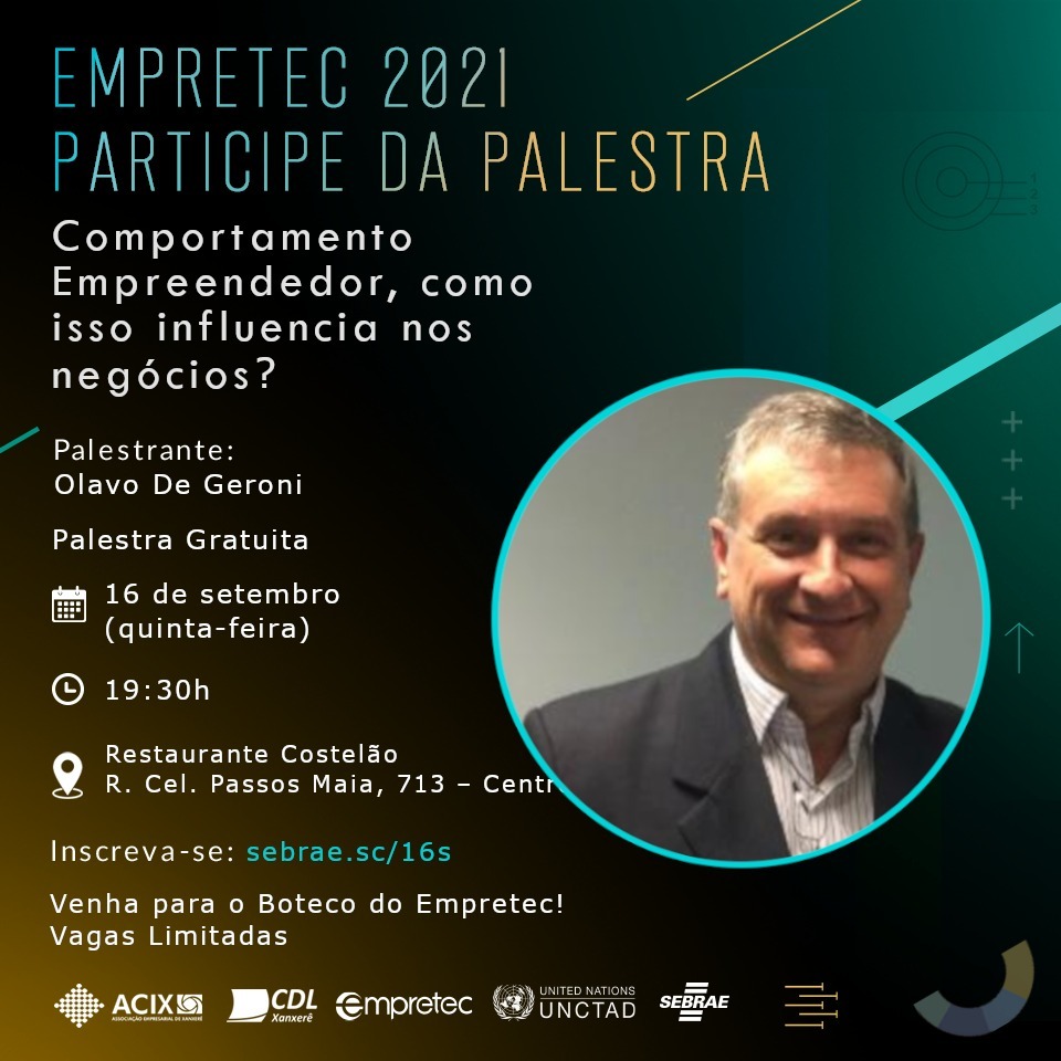 Comportamento empreendedor é tema de palestra em Xanxerê Comportamento empreendedor é tema de palestra em Xanxerê