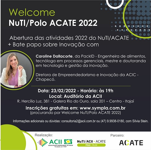 NuTI ACII/Polo ACATE promove bate-papo sobre inovação em Itajaí