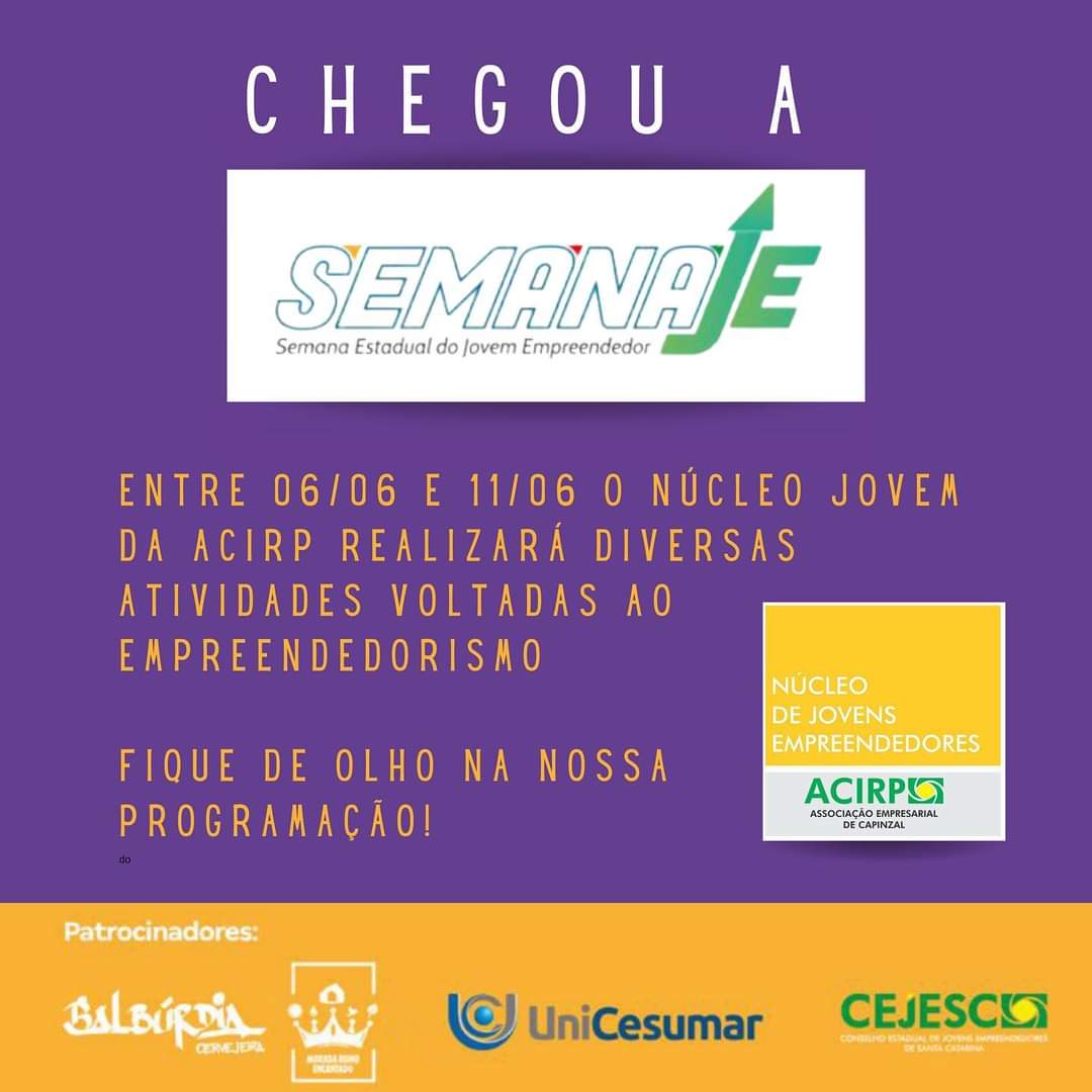 Núcleo de Jovens Empreendedores de Capinzal terá programação especial na SEMANAJE 2022