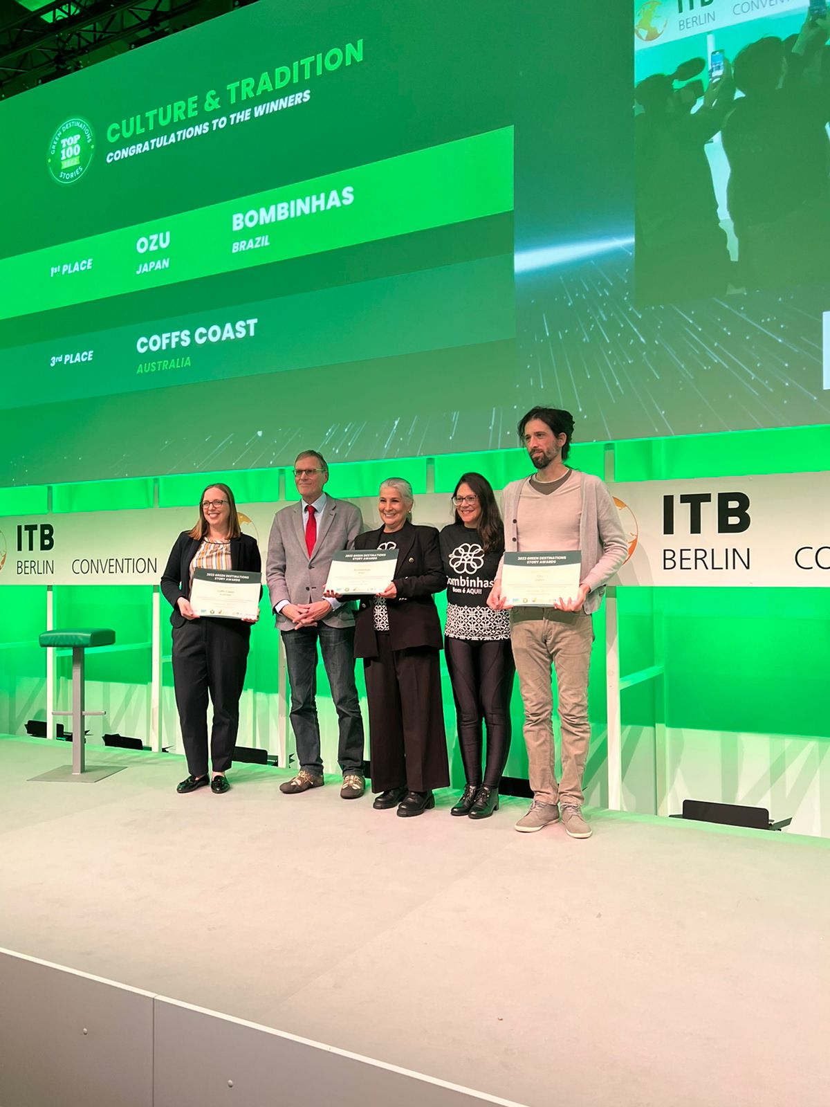 Integrante do DEL, Bombinhas leva primeiro lugar no Green Destinations Story Awards 2023, na ITB Berlim