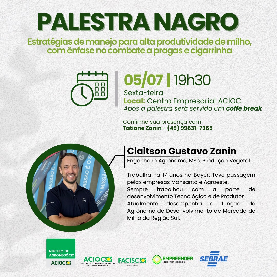 Núcleo do Agronegócio promove palestra sobre manejo para alta produtividade de milho e combate a pragas e cigarrinha