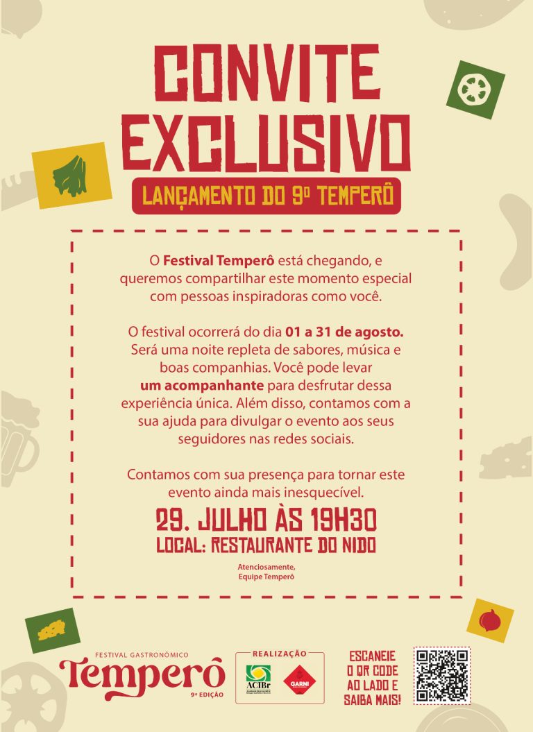 Convite Lançamento Temperô 2024