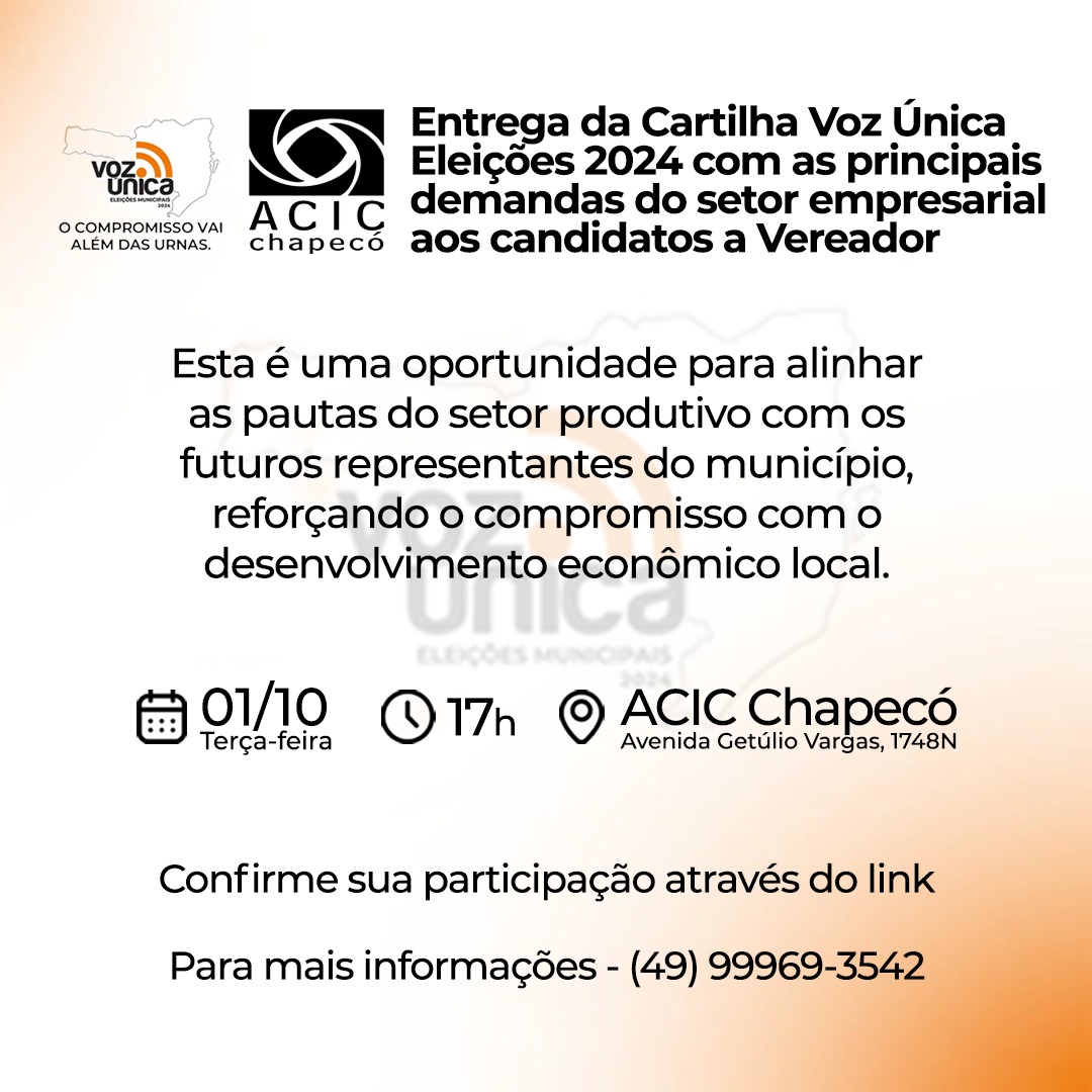 ACIC reunirá candidatos ao Legislativo Municipal para expor as pautas do empresariado